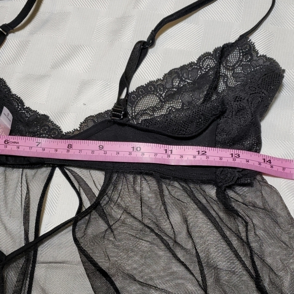 Victoria's Secret Sheer Negligee Slip Small Black VGUC - Picture 8 of 9